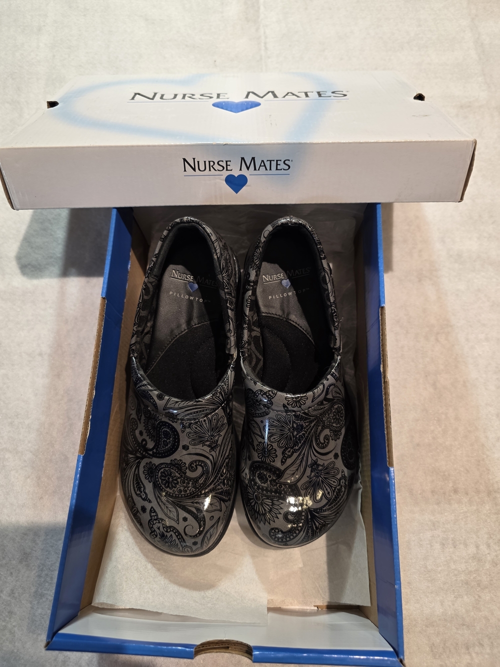 Nurse Mates Black Paisley Nursing Clogs